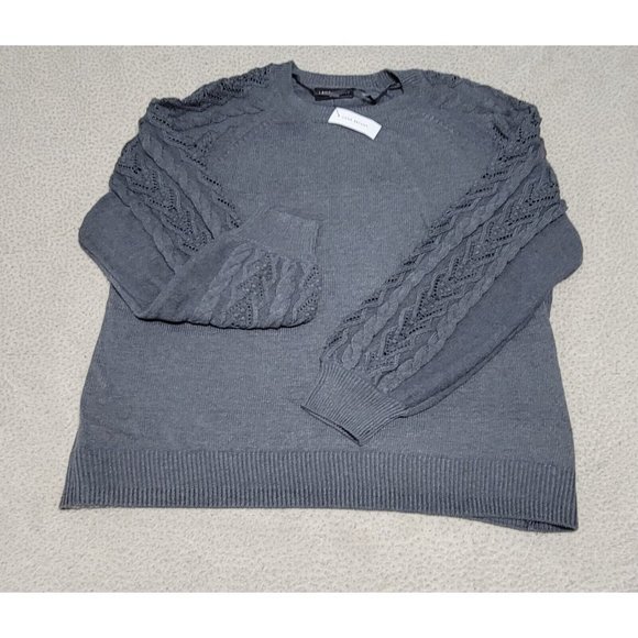 Lane Bryant Womens Gray Long-Sleeve Crew Neck Pointelle Pullover Size 26/28 NWT - Picture 11 of 12